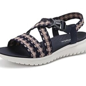 Littleplum Women's Sandals Arch Knitting Style Sports Non Slip Flat Pink Size 38